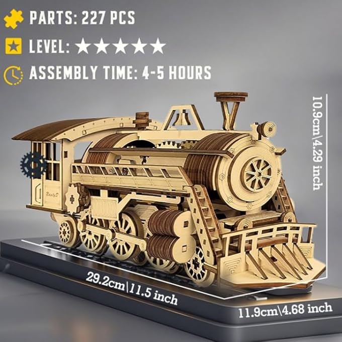 3D WOODEN PUZZLE MARBLE MAZE - DIY MECHANICAL MARBLE RUN MODEL, CREATIVE BUILDING SET FOR ADULTS & CHILDREN, EDUCATIONAL TOY WITH GEARS, GIFT FOR CRAFTERS AND MODEL BUILDING FANS (LOCOMOTIVE 227 - Image 4